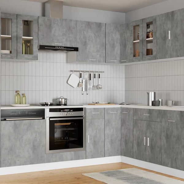 vidaXL Arm&aacute;rio de parede c/ vidro &ldquo;Lyon&rdquo; cinzento cimento