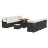 vidaXL Conjunto de Sof&aacute; de Jardim 11 unid. Preto vime PE