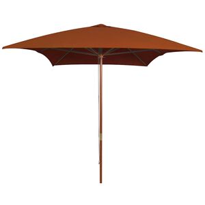 vidaXL Guarda-sol de jardim c/ poste de madeira 200x300 cm terracotta