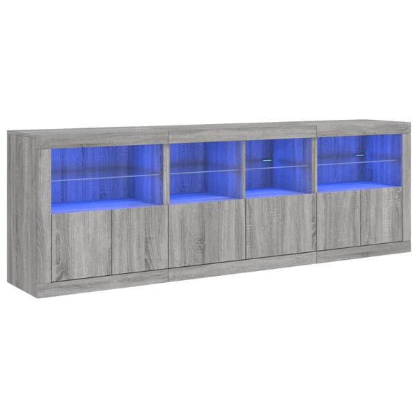 vidaXL Aparador com luzes LED 202x37x67 cm cinzento sonoma