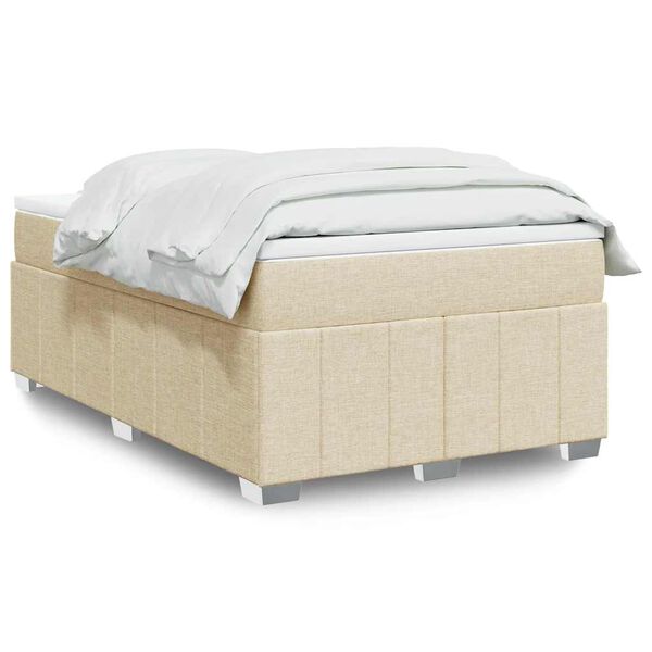 vidaXL Cama com molas/colch&atilde;o 120x200 cm tecido cor creme