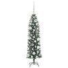 vidaXL &Aacute;rvore Slim de Natal Artificial Verde e Branco 120 cm