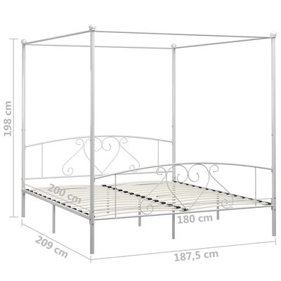 vidaXL Estrutura de cama com dossel metal 180x200 cm branco
