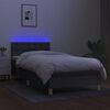 vidaXL Cama box spring c/ colch&atilde;o e LED 100x200 cm tecido cinza-escuro