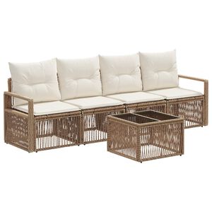 vidaXL Conjunto de Sof&aacute; de Jardim 5 unid. Bege vime PE