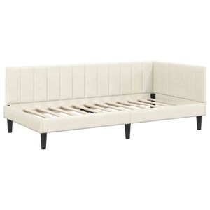 vidaXL Estrutura de Cama de Canto Creme 100 cm x 200 cm Veludo
