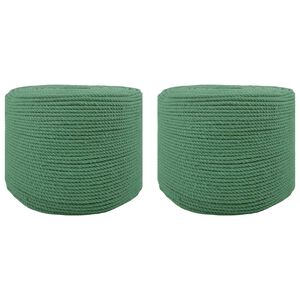 vidaXL Cord&atilde;o de Algod&atilde;o 2 unid. 2 mm 100 m Verde 100% Algod&atilde;o
