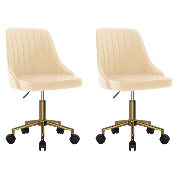 vidaXL Cadeiras de jantar girat&oacute;rias 2 pcs veludo cor creme