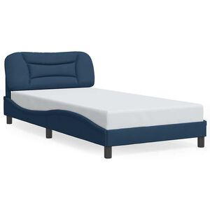 vidaXL Estrutura de cama sem colch&atilde;o Hvar 100x200 cm tecido azul
