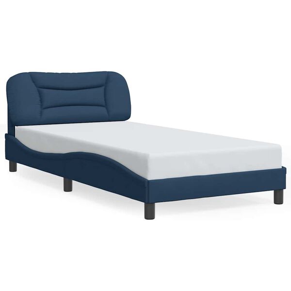 vidaXL Estrutura de cama sem colch&atilde;o Hvar 100x200 cm tecido azul