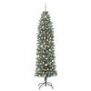 vidaXL Árvore Slim de Natal Artificial Verde e branco 210 cm