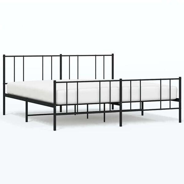 vidaXL Estrutura de cama com cabeceira e p&eacute;s 193x203 cm metal preto