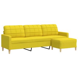 vidaXL Sof&aacute; de 3 lugares com apoio de p&eacute;s 210 cm tecido amarelo-claro