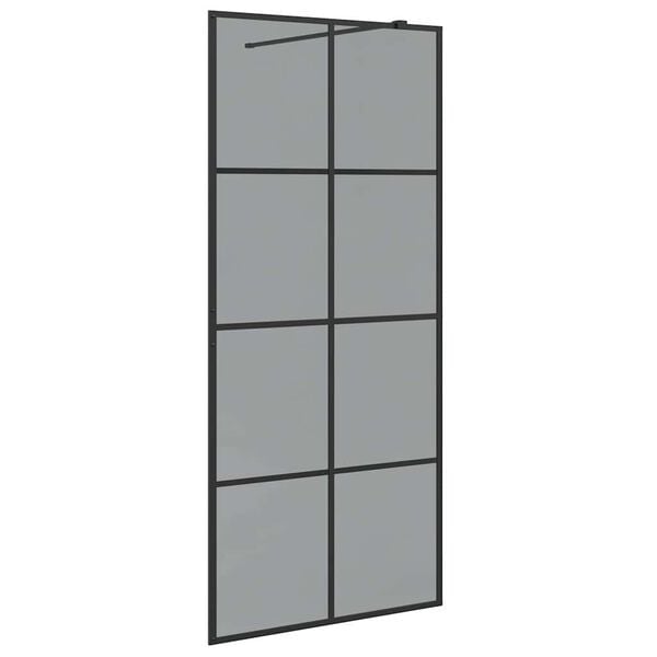 vidaXL Parede de Chuveiro Walk-in Preto 90 x 195 cm vidro temperado
