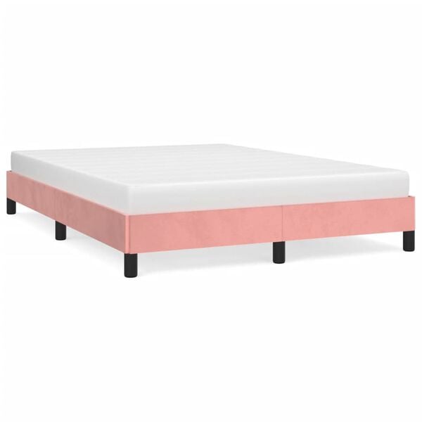 vidaXL Estrutura de cama 140x190 cm veludo rosa