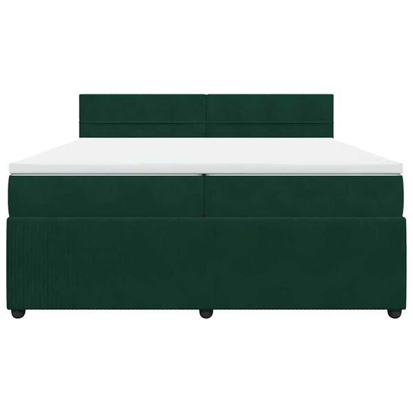 vidaXL Cama com molas/colch&atilde;o 200x200 cm veludo verde-escuro
