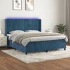 vidaXL Cama box spring c/ colch&atilde;o/LED 160x200 cm veludo azul-escuro