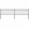 vidaXL Cerca de jardim com topo em forma de lan&ccedil;a em a&ccedil;o 337x80 cm, preta
