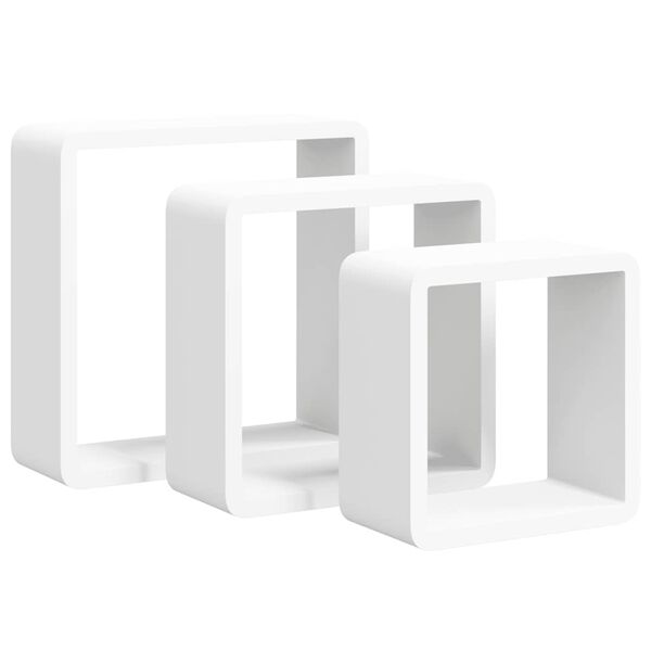 vidaXL Prateleiras de parede em forma de cubo 3 pcs MDF branco