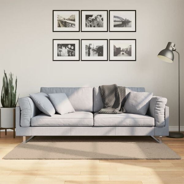 vidaXL Tapete pelo curto macio e lav&aacute;vel HUARTE 80x150 cm cor areia