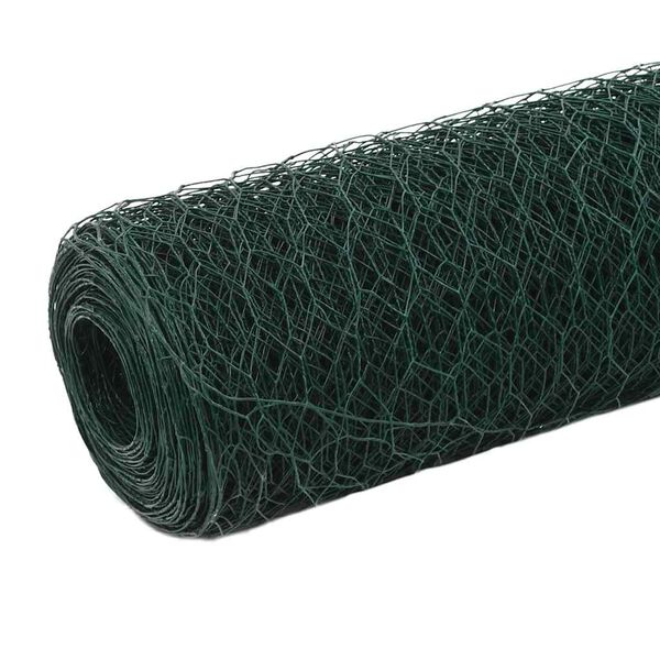 vidaXL Cerca arame galinheiro 25x1,2 m a&ccedil;o c/ revestimento PVC verde