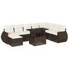 vidaXL 9 pcs conjunto sof&aacute;s p/ jardim c/ almofad&otilde;es vime PE castanho