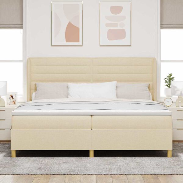 vidaXL Cama Box Springs com Colch&atilde;o Cinza Escuro 90x190 cm Creme