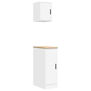 vidaXL Arm&aacute;rios de garagem 2 pcs derivados de madeira branco