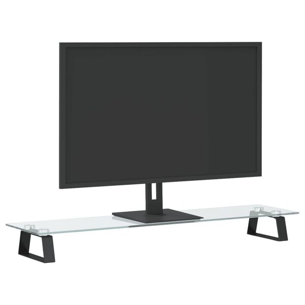 vidaXL Suporte para monitor 80x20x8 cm vidro temperado e metal preto