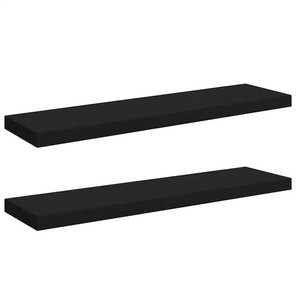vidaXL Prateleiras parede suspensas 2 pcs 90x23,5x3,8cm MDF preto