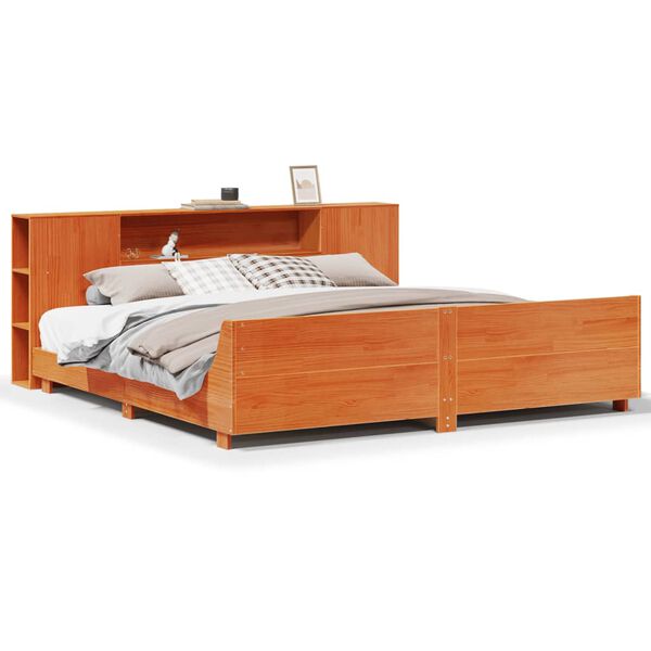 vidaXL Cama sem colch&atilde;o 180x200 cm pinho maci&ccedil;o castanho-mel