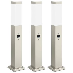 vidaXL Lumin&aacute;rias de balizamento com sensor, 3 unidades, 50 cm, a&ccedil;o inoxid&aacute;vel, IP44