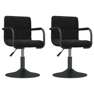 vidaXL Cadeiras de jantar girat&oacute;rias 2 pcs veludo preto