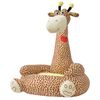 vidaXL Cadeira em pel&uacute;cia infantil, girafa, castanho