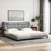 vidaXL Cama com colch&atilde;o Hvar 200x200 cm tecido cinzento-claro