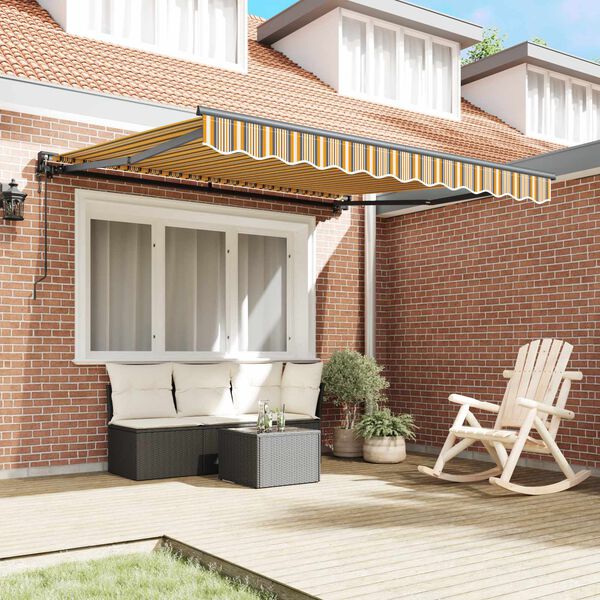 vidaXL Toldo Retr&aacute;til Amarelo e Cinza 300 x 250 cm Alum&iacute;nio e Tecido