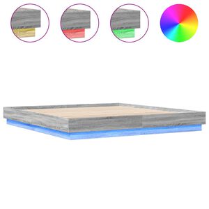 vidaXL Estrutura de cama com luzes LED 200x200 cm cinzento sonoma