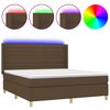 vidaXL Cama box spring c/ colch&atilde;o/LED 160x200cm tecido castanho-escuro