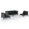 vidaXL 4 pcs conj. lounge jardim c/ almofad&otilde;es vime PE cinza-escuro