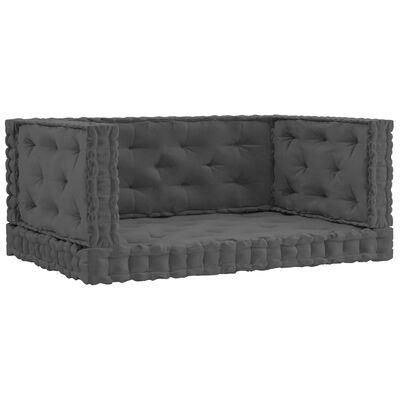 vidaXL Almofadões para sofá de paletes 4 pcs algodão antracite