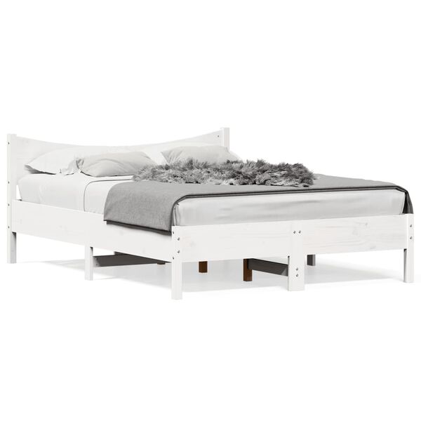 vidaXL Cama sem colch&atilde;o 140x190 cm madeira de pinho maci&ccedil;a branco