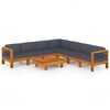 vidaXL 8 pcs conj. lounge de jardim c/ almofad&otilde;es cinza-escuro ac&aacute;cia