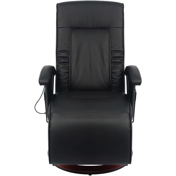 vidaXL Cadeira de massagens shiatsu couro artificial preto