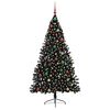 vidaXL &Aacute;rvore de Natal Artificial Pr&eacute;-iluminada Preto 180 cm PVC