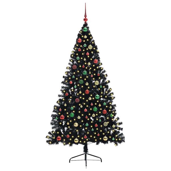 vidaXL &Aacute;rvore de Natal Artificial Pr&eacute;-iluminada Preto 180 cm PVC