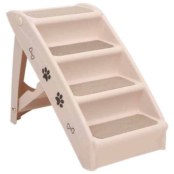 vidaXL Escadas para cães dobráveis 62x40x49,5 cm cor creme