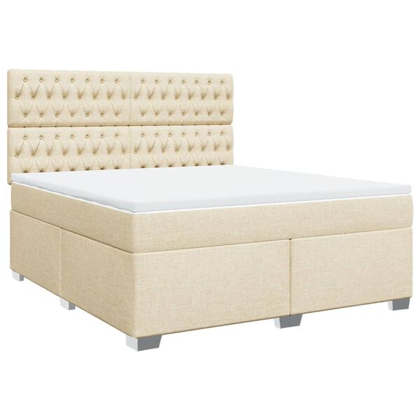 vidaXL Cama com molas/colch&atilde;o 180x200 cm tecido cor creme