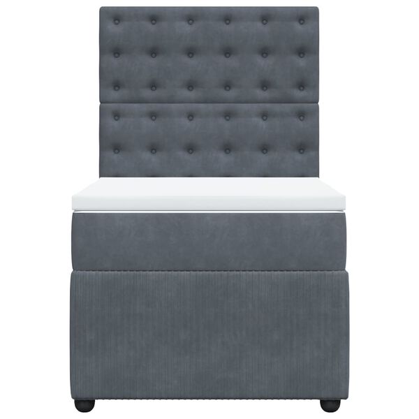 vidaXL Cama com molas/colch&atilde;o 90x200 cm veludo cinza-escuro