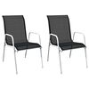 vidaXL Cadeiras de jardim empilh&aacute;veis 2 pcs a&ccedil;o e textilene preto