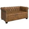 vidaXL Sof&aacute; Chesterfield 2 lugares couro artificial castanho